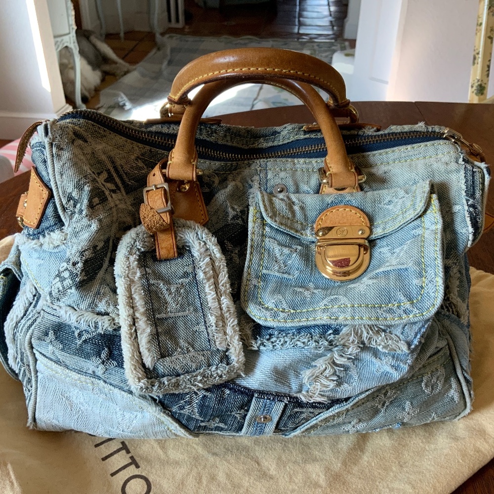 RARE AUTHENTIC LOUIS VUITTON DENIM PATCHWORK SPEEDY 30